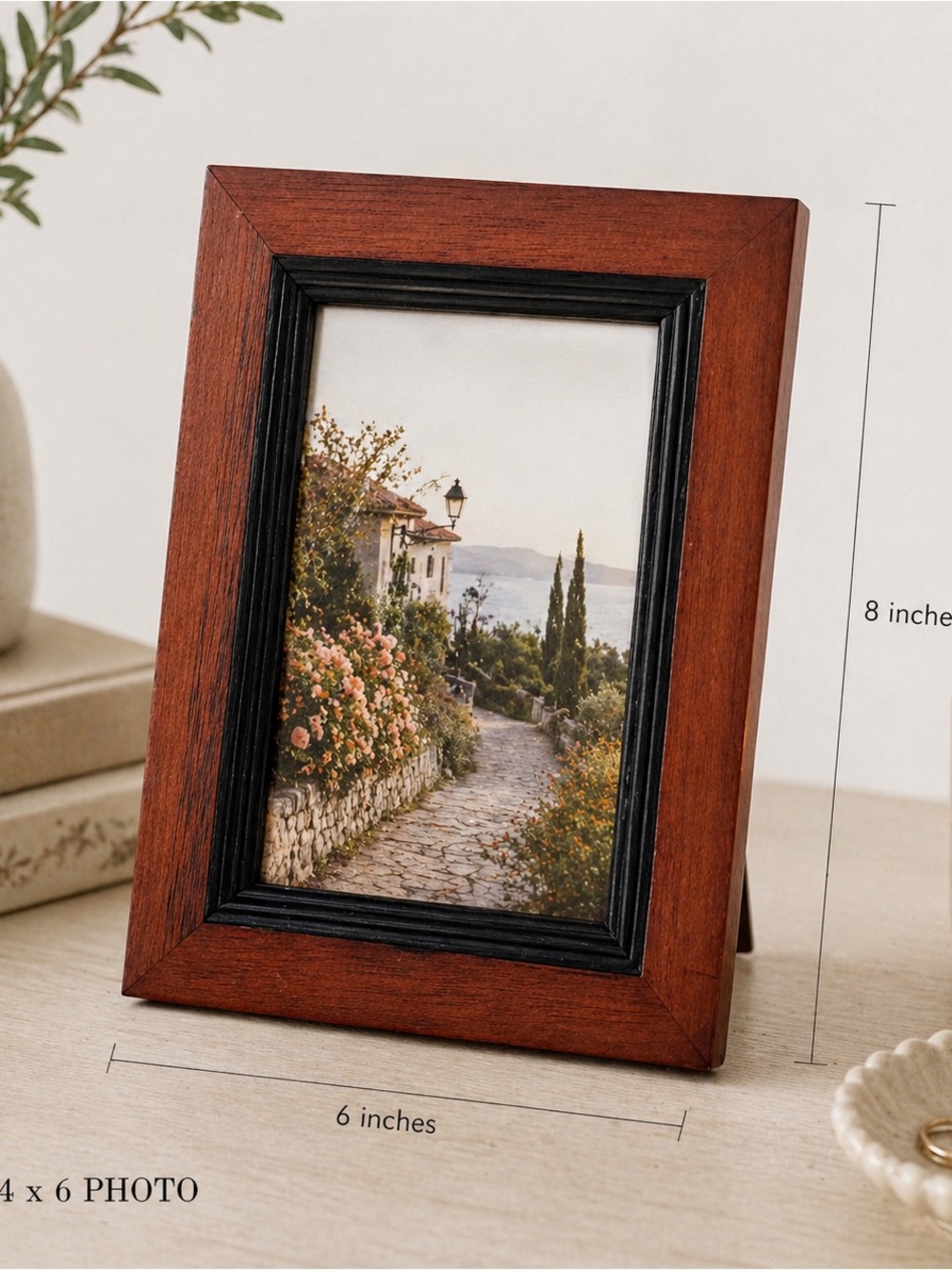 Classic Wooden Picture Frame with Black Inner Trim - Brown